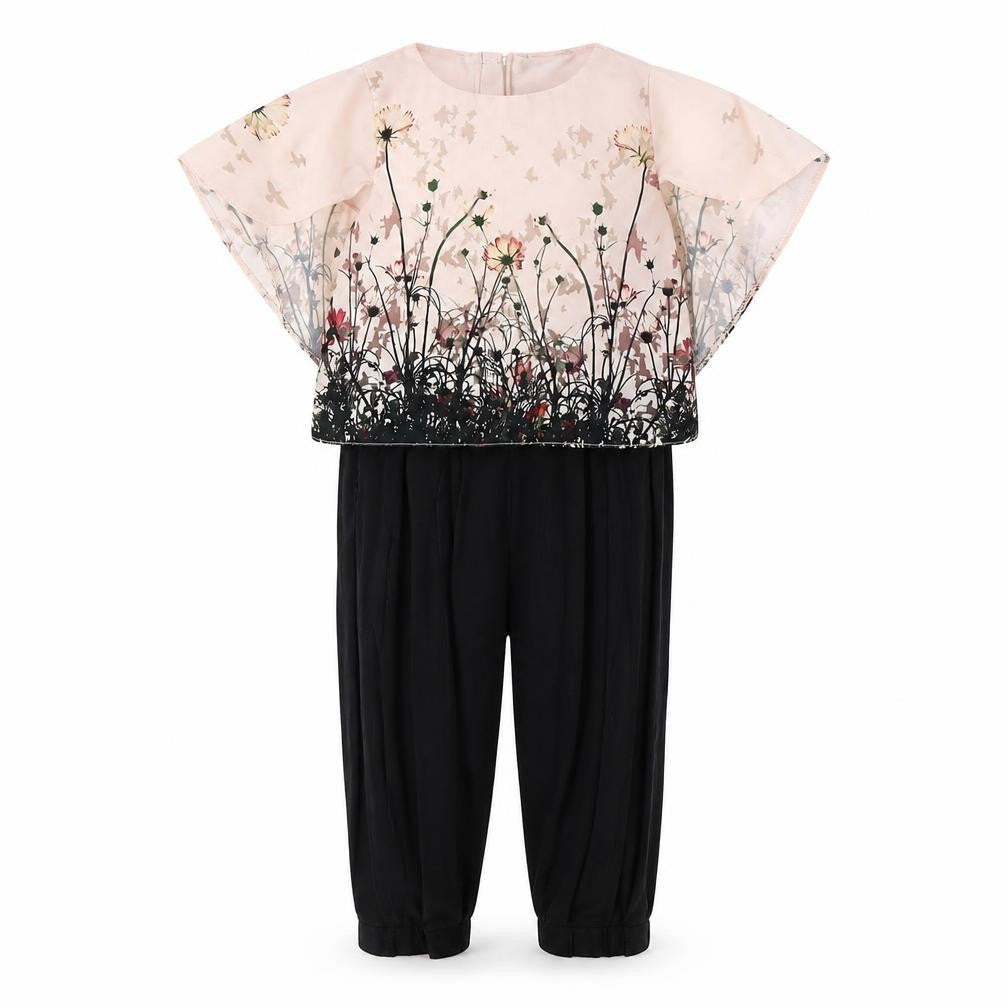 Front view of Firetrap girls’ floral dress set, black, 12-24 months