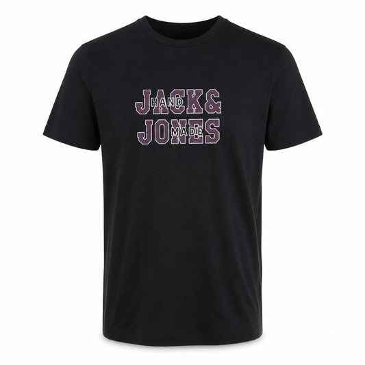 Mens UK Size L JACK & JONES Black  Cotton T-Shirt