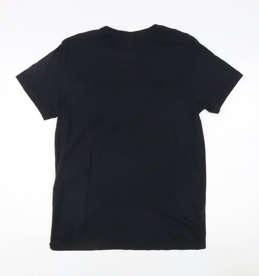 Jack & Jones Men's Black T-Shirt, Size L, Crew Neck