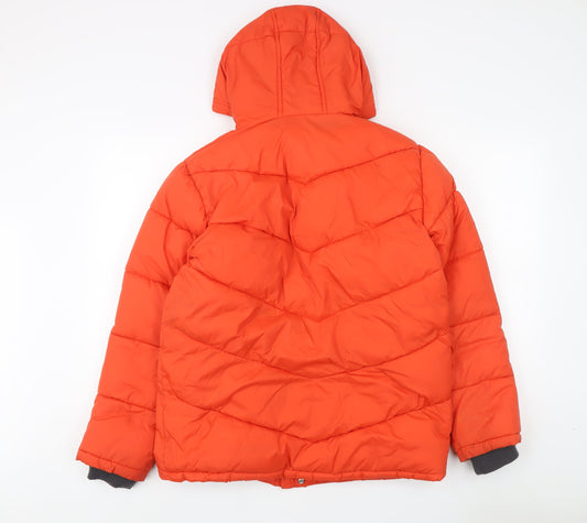 Reserved Men's Orange Hooded Puffer Jacket Size 164