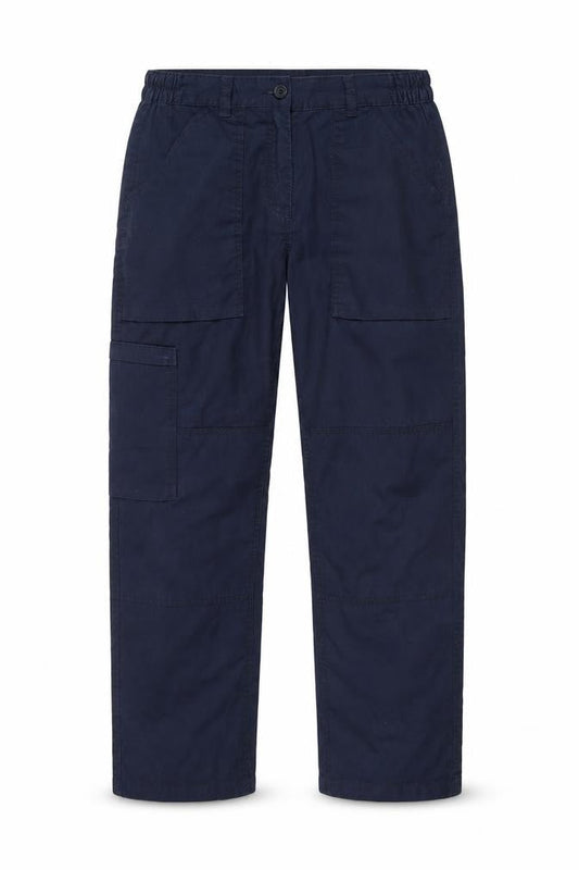 Front view of Regatta Professional women’s navy cargo trousers, size UK 12