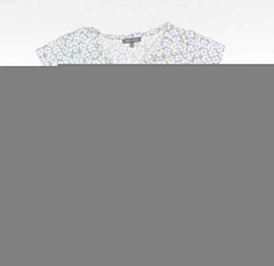 Laura Ashley Women's Green Floral V-Neck T-Shirt Size 12