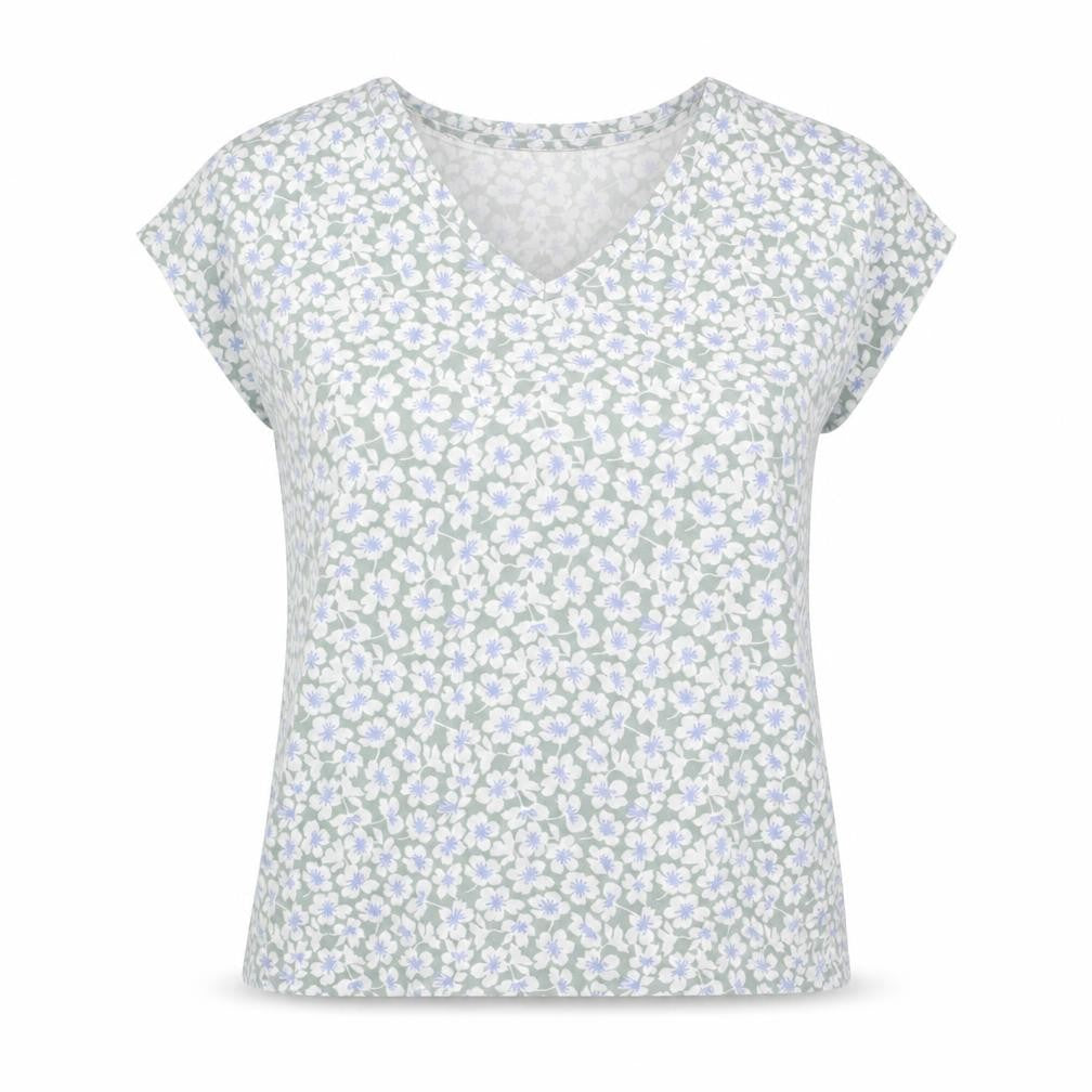 Womens UK Size 12 Laura Ashley Green Cotton Blend T-Shirt