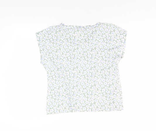 Laura Ashley Women's Green Floral V-Neck T-Shirt Size 12
