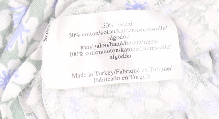Laura Ashley Women's Green Floral V-Neck T-Shirt Size 12