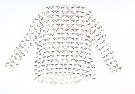 Joules Women's Ivory V-Neck Animal Print Blouse, Size 10
