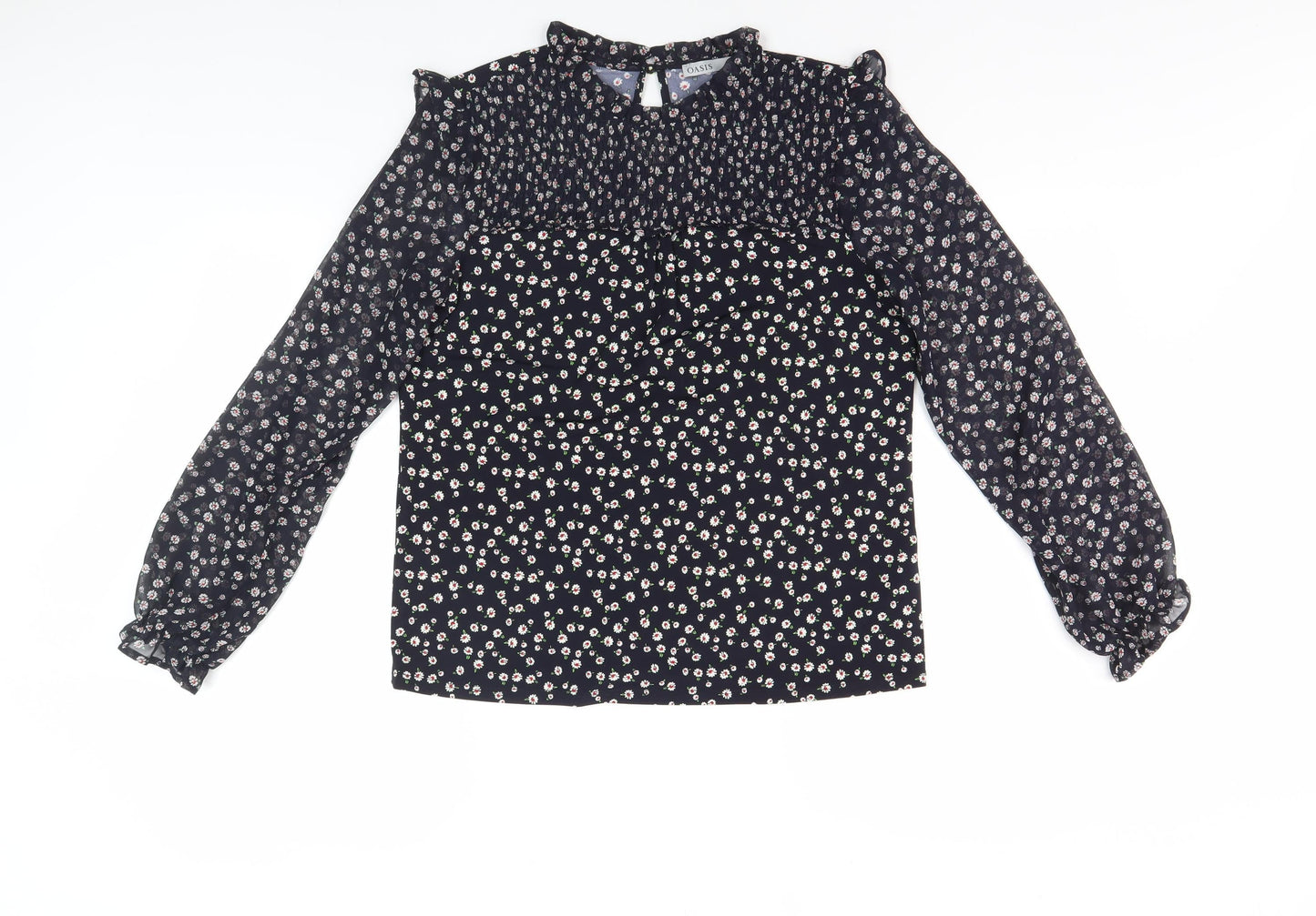 Oasis Women's Black Floral Blouse, Size S