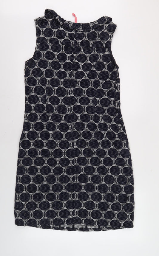 White Stuff Women's Black Geometric Shift Dress Size 12