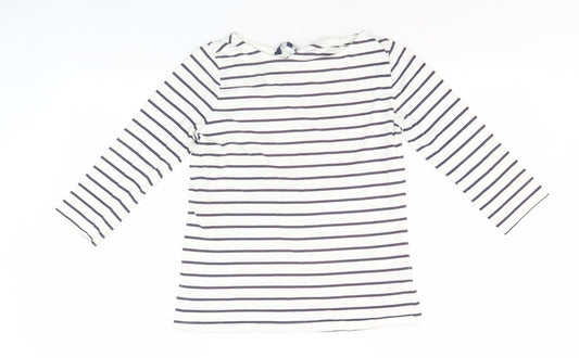 Crew Clothing Co Women’s White Striped Boat Neck Top