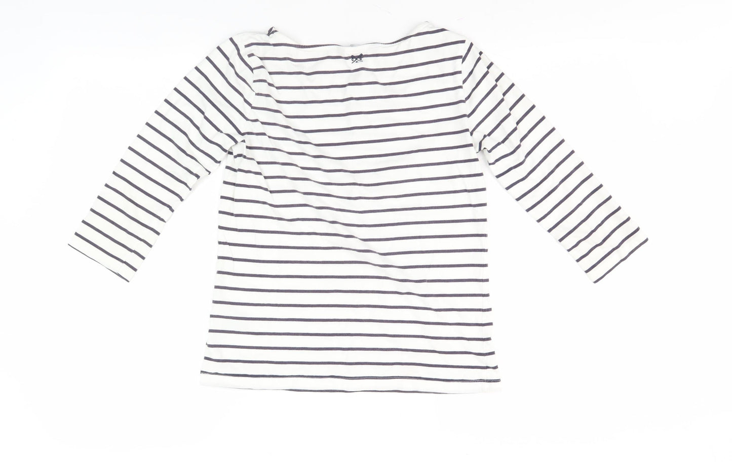Crew Clothing Co Women’s White Striped Boat Neck Top