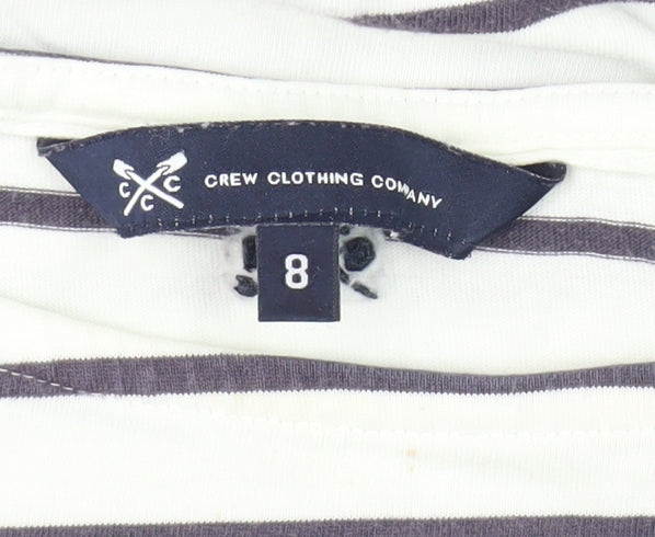 Crew Clothing Co Women’s White Striped Boat Neck Top