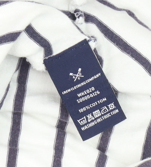 Crew Clothing Co Women’s White Striped Boat Neck Top