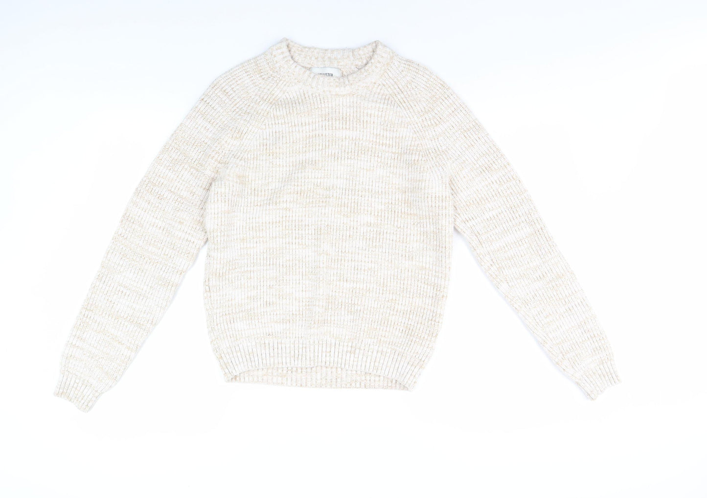 Hollister Women's Beige Crew Neck Chunky-Knit Jumper S