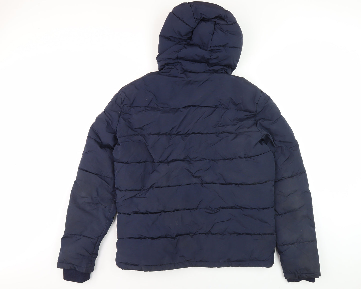 Jack & Jones Men's Blue Puffer Jacket L - Hooded, Casual