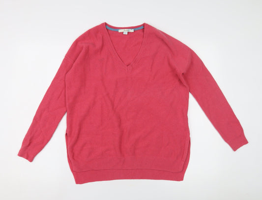 Boden Women's Pink V-Neck Pullover Jumper S
