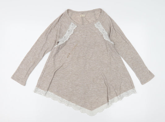 Hollister Women's Beige Lace Accented Top XS