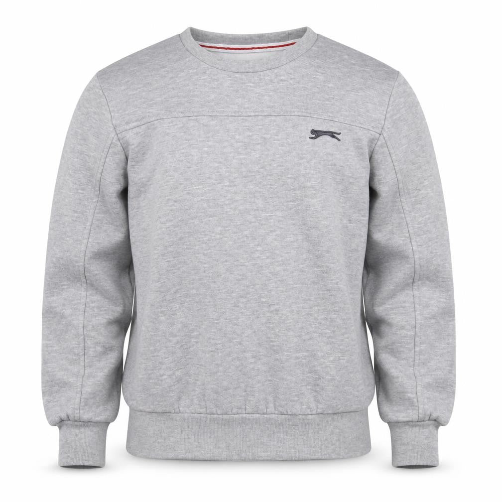 Front view of Slazenger boys’ grey pullover sweatshirt 7-8 years