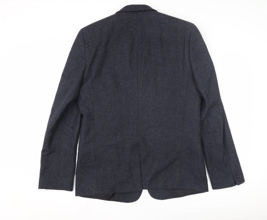ASOS Men's Blue Wool Blazer, Size 40R, Herringbone