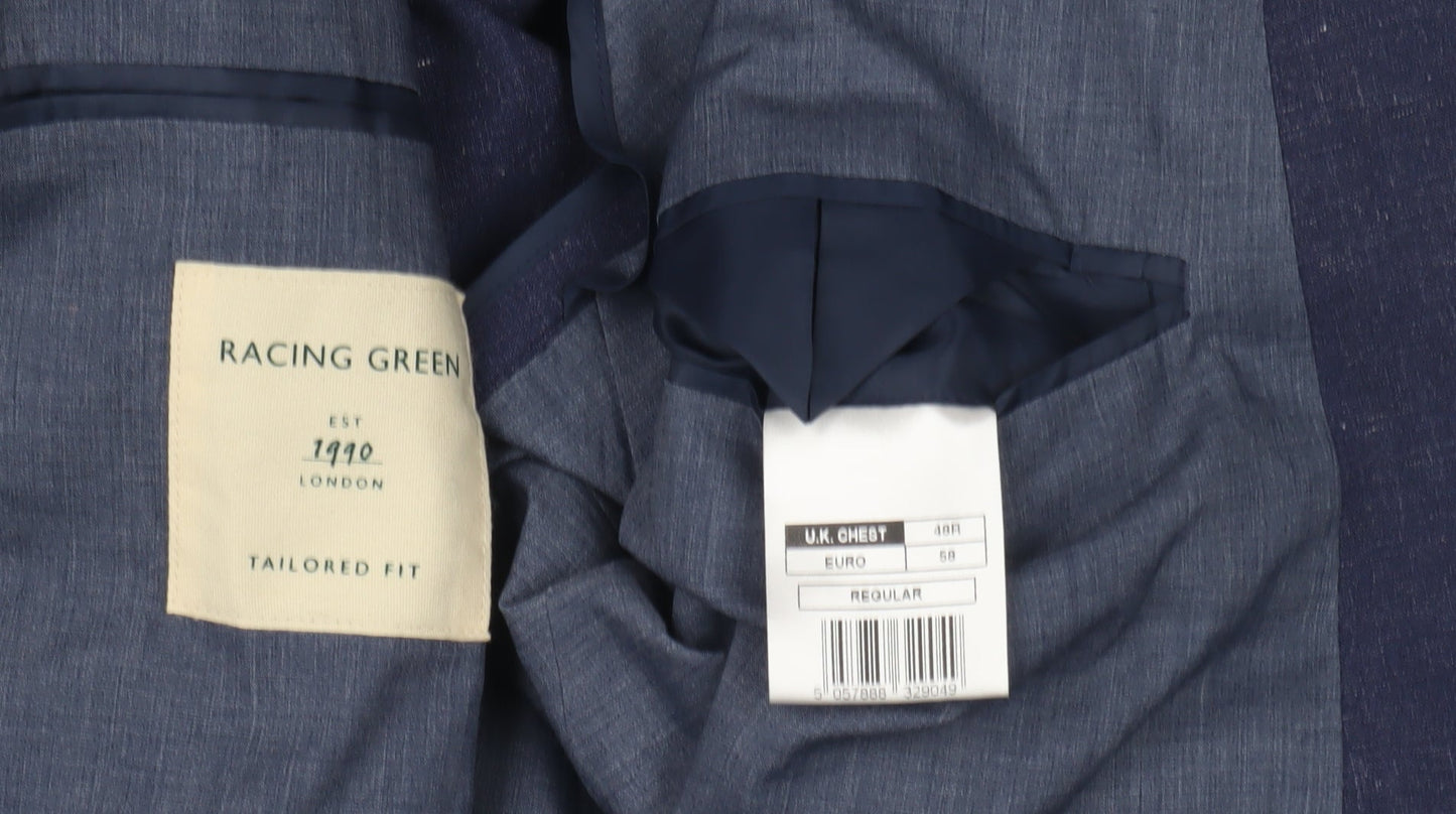 Racing Green Men's Blue Blazer 48 R Regular Fit