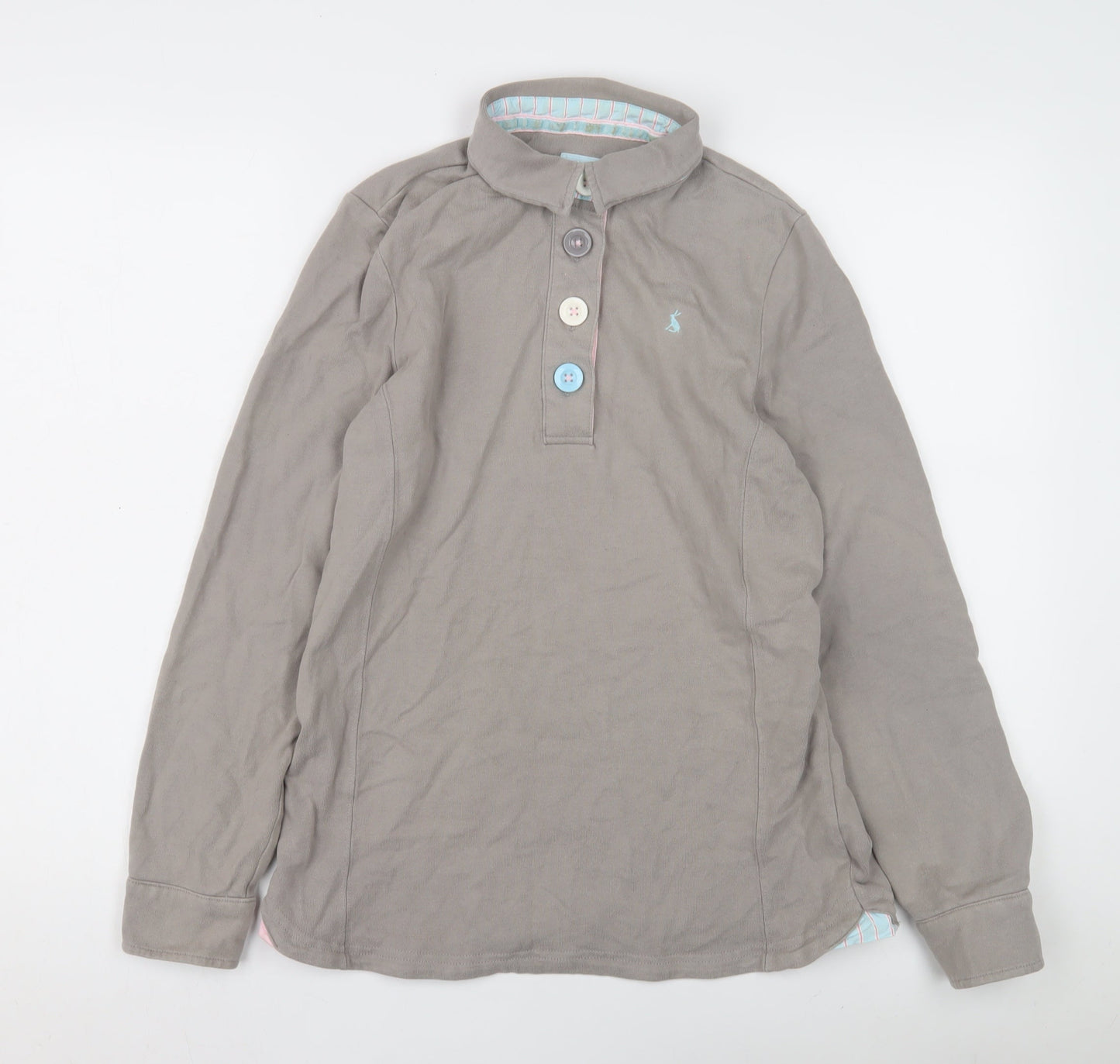 Womens UK 10  Joules Grey Henley Sweatshirt