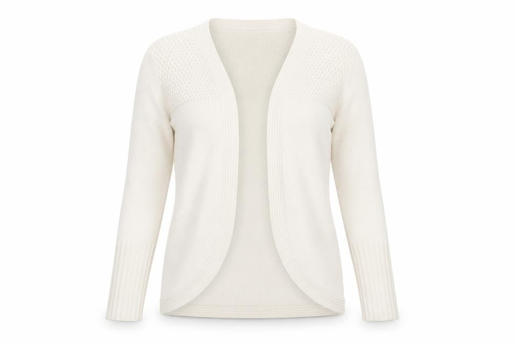 Womens UK 12 Regular Lee Cooper Ivory Cardigan Open-Knit