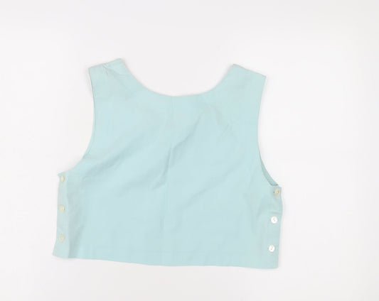 Laura Ashley Women's Blue Cotton Sleeveless Top, Size 10