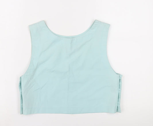 Laura Ashley Women's Blue Cotton Sleeveless Top, Size 10