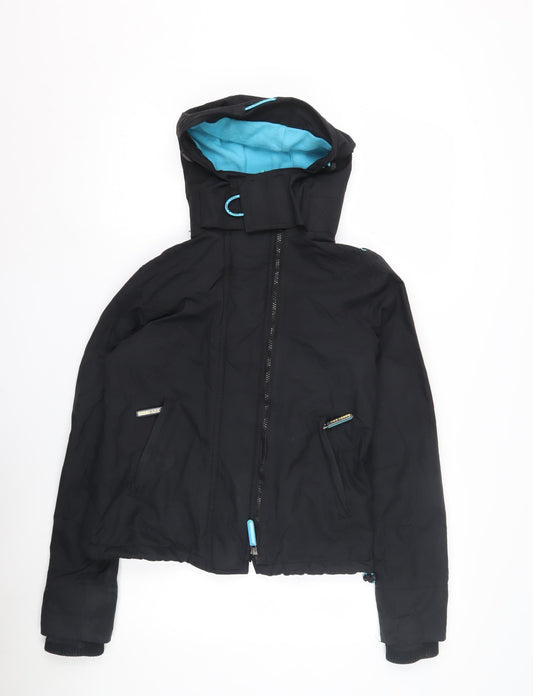 Superdry Women's Black Hooded Jacket Size 10