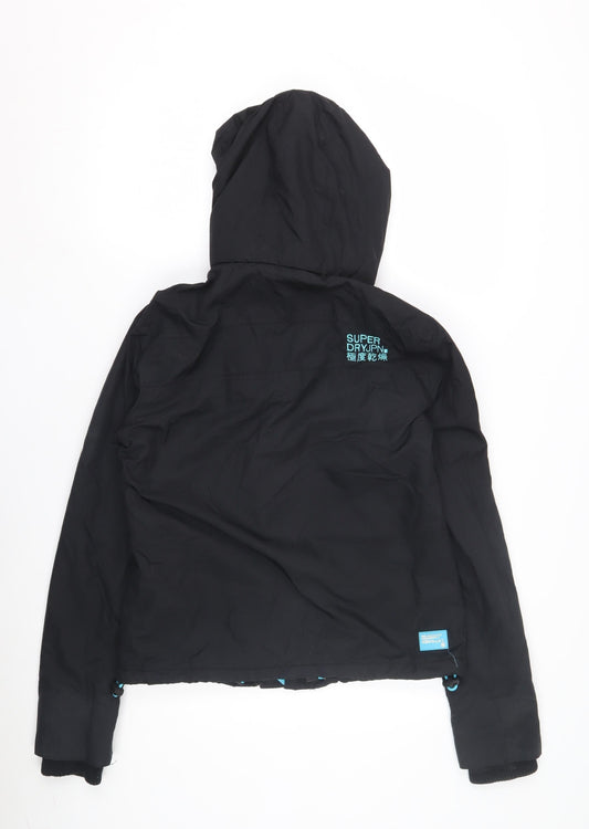 Superdry Women's Black Hooded Jacket Size 10