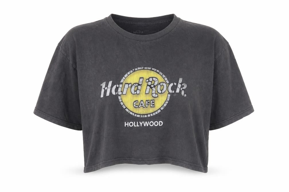 Hard Womens Rock Cafe Black Cropped T-Shirt L