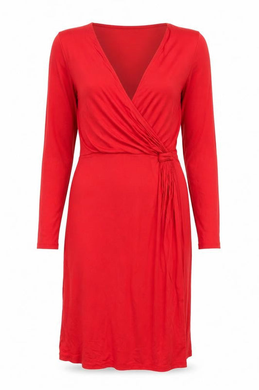 Boden Women's Red Wrap Dress, Size 10, Viscose Jersey