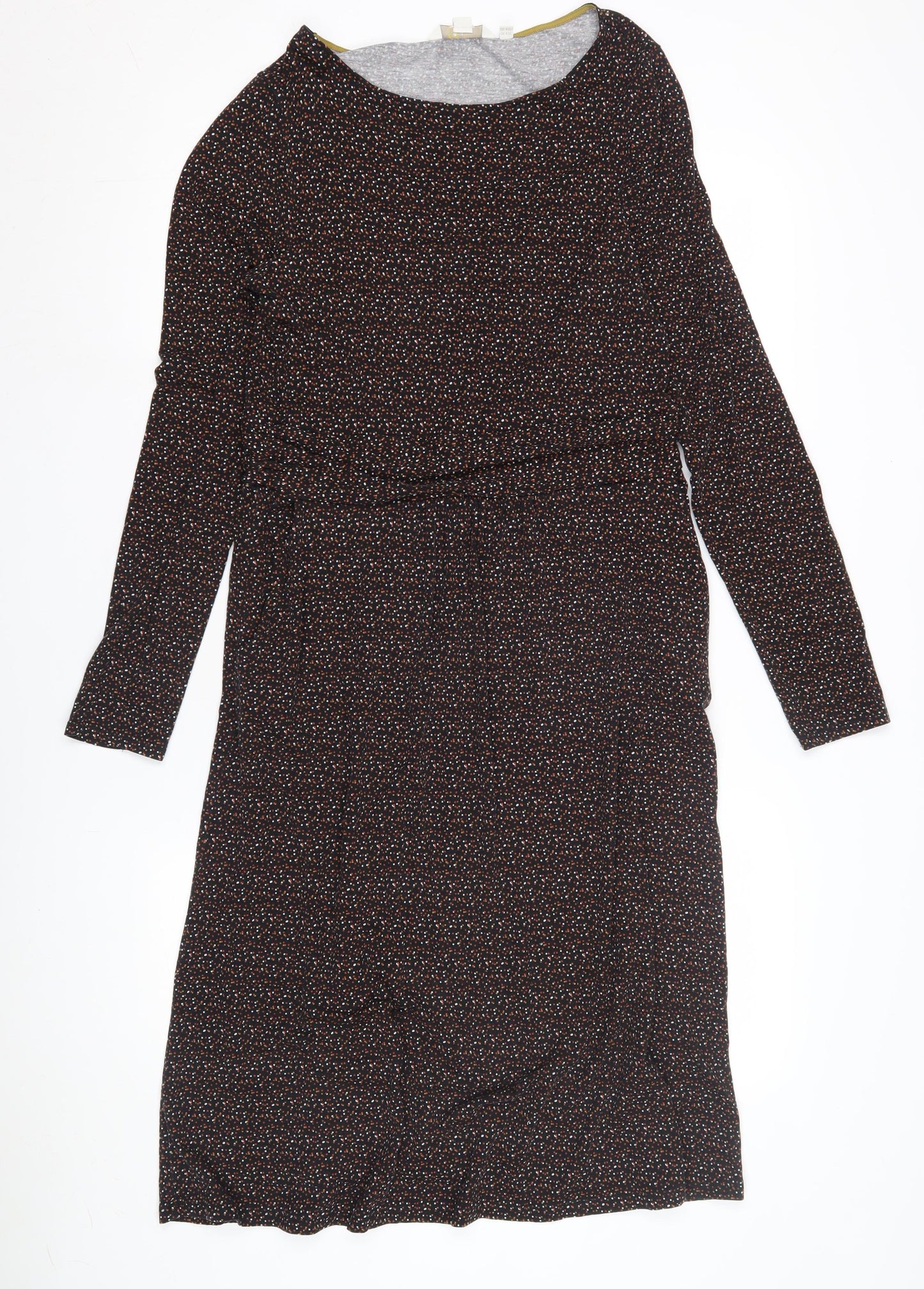 Boden Women's Black Midi Dress, Size 14, Long Sleeve, Elegant