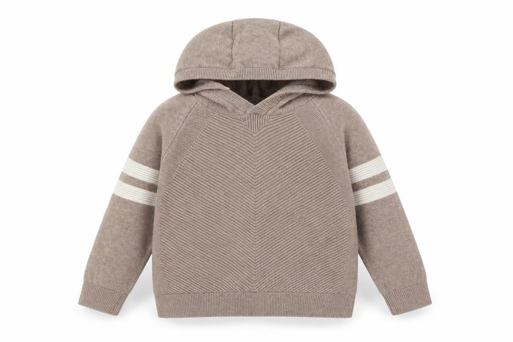 Next Boys Beige Striped Hoodie 2-3 Years Cotton Pullover