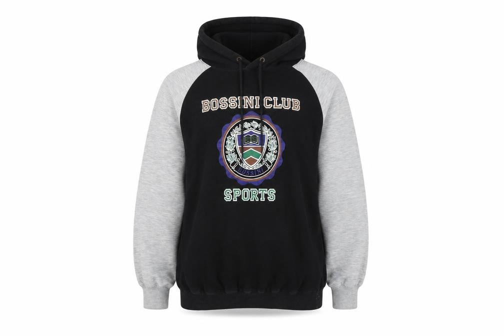 Bossini Unisex Black Hoodie M Sports Logo Graphic Print