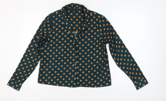 Wednesday's Girl Women's Blue Polka Dot Button-Up Shirt M