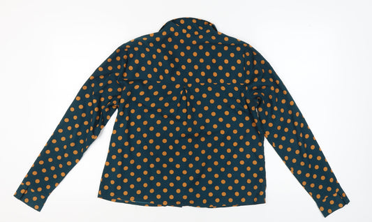 Wednesday's Girl Women's Blue Polka Dot Button-Up Shirt M