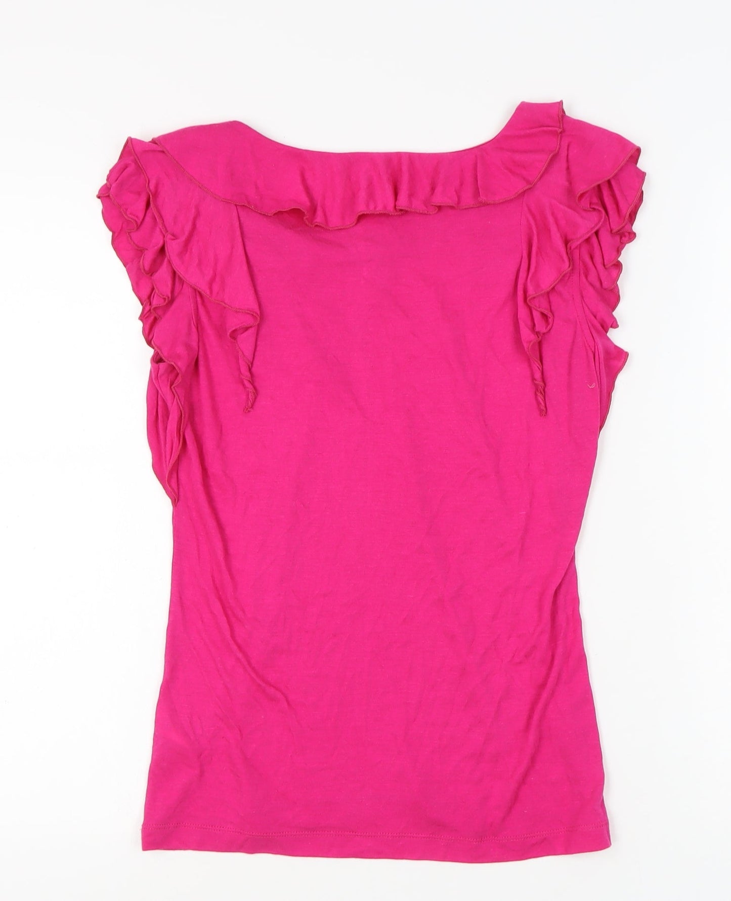 Per Una Women's Pink Ruffle Blouse Size 10 Sleeveless