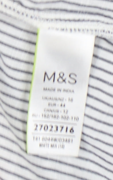 Marks and Spencer Women's White Striped Blouse UK 16
