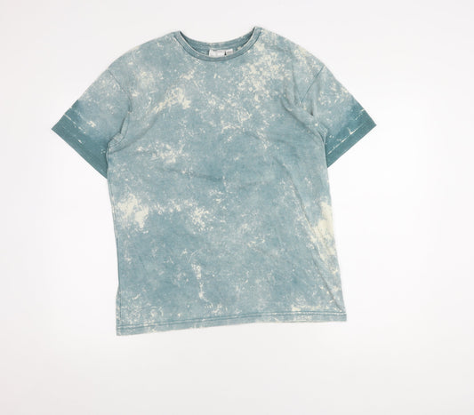 Topman Blue Graphic Print Crew Neck T-Shirt, Men's Small