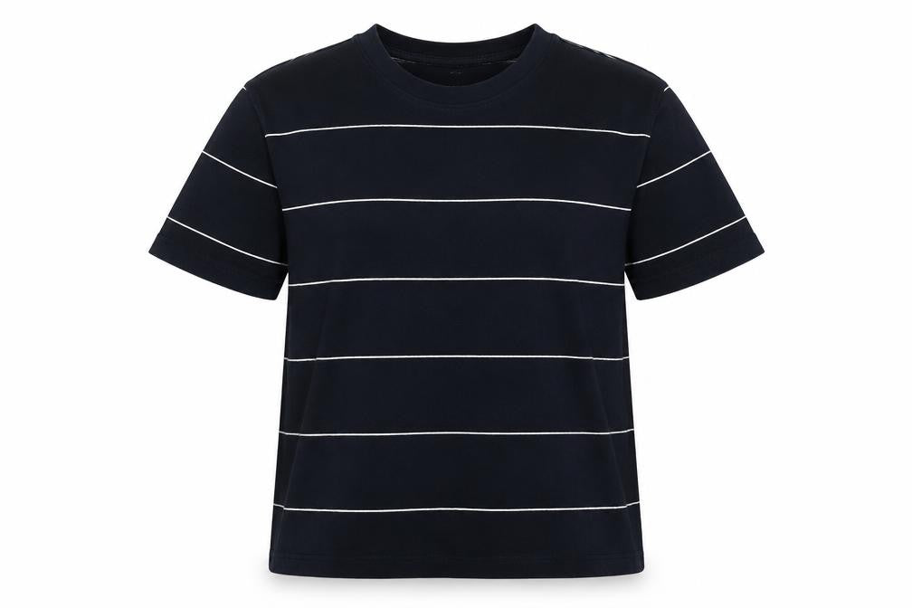 Marks and Spencer Unisex Blue Striped T-Shirt L