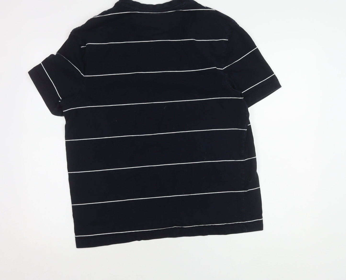 Marks and Spencer Unisex Blue Striped T-Shirt L
