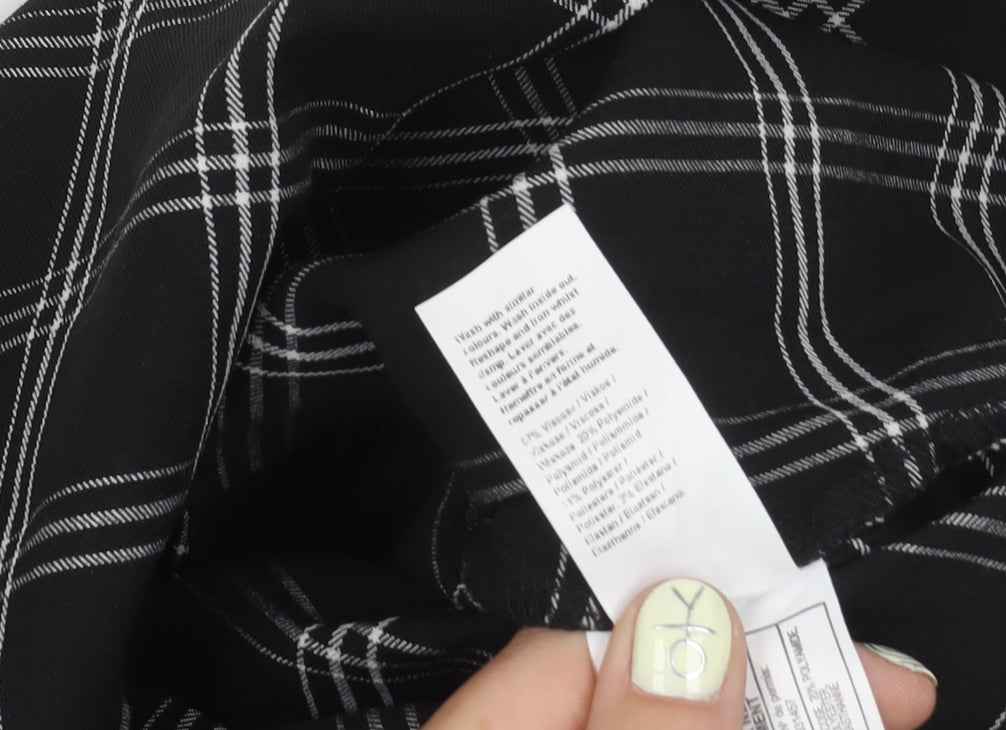River Island Women's Black Check Cropped Blouse Size 6
