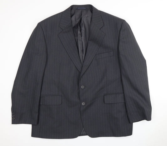 Karl Alexander Men's Grey  Striped Blazer, Size 46S Business Attire