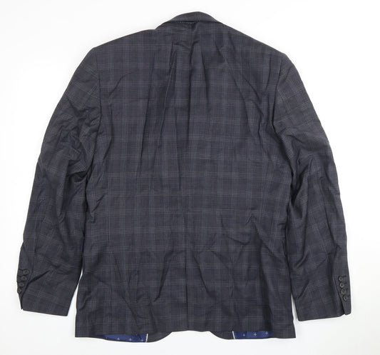 Next Men's Grey Check Blazer Jacket, Size 40 Regular Fit