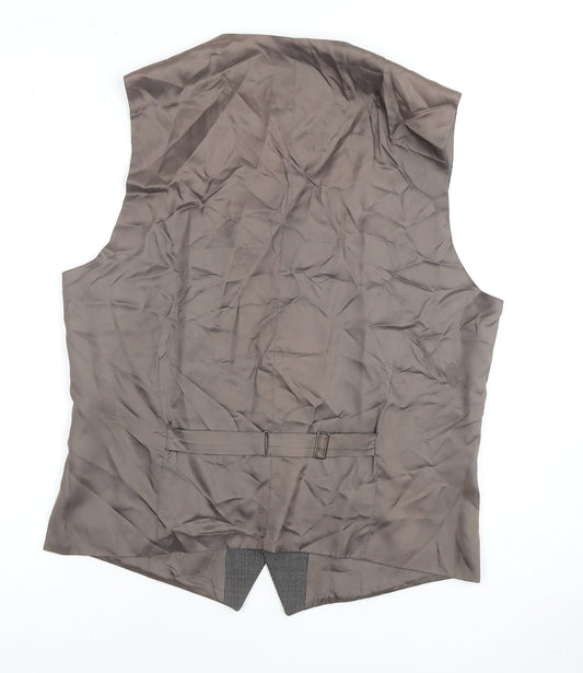 Burton Mens Grey Waistcoat, 38R Chest, Wool Blend
