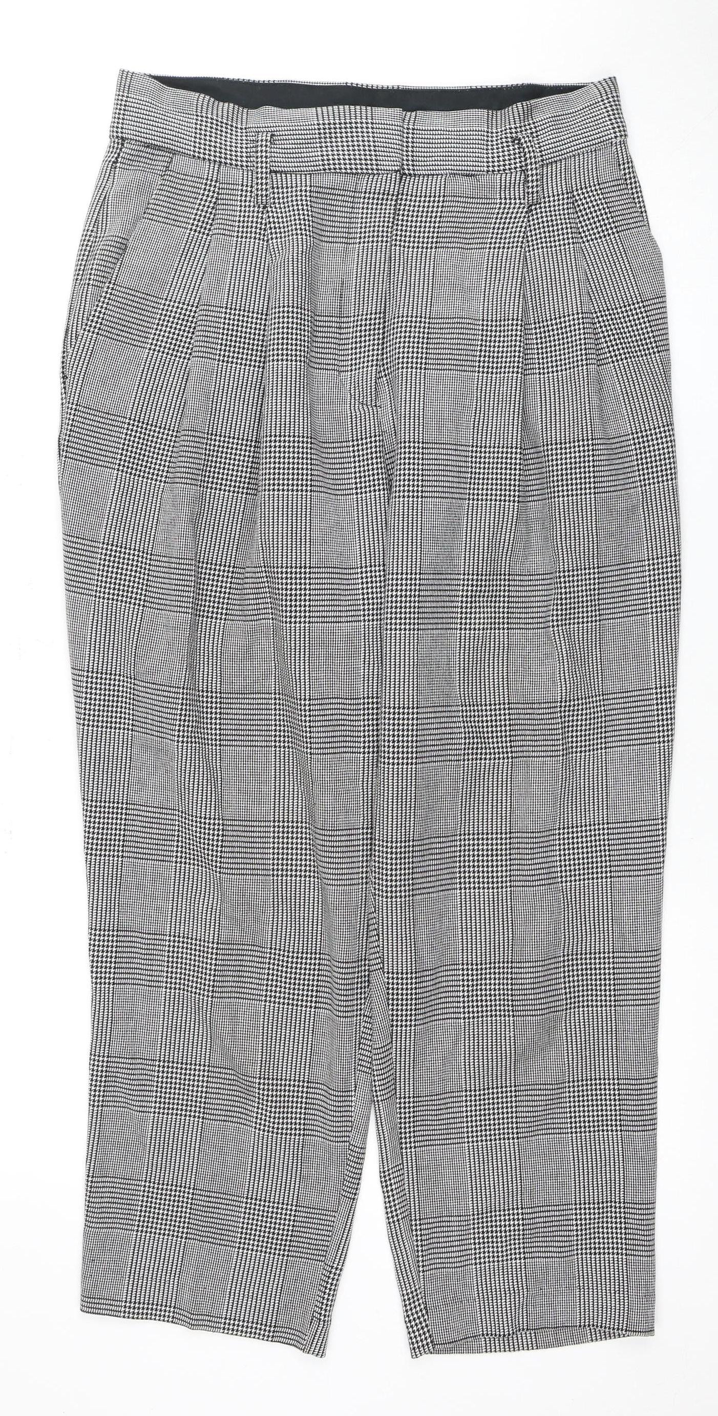 H&M Women's Black Check Trousers Size 14