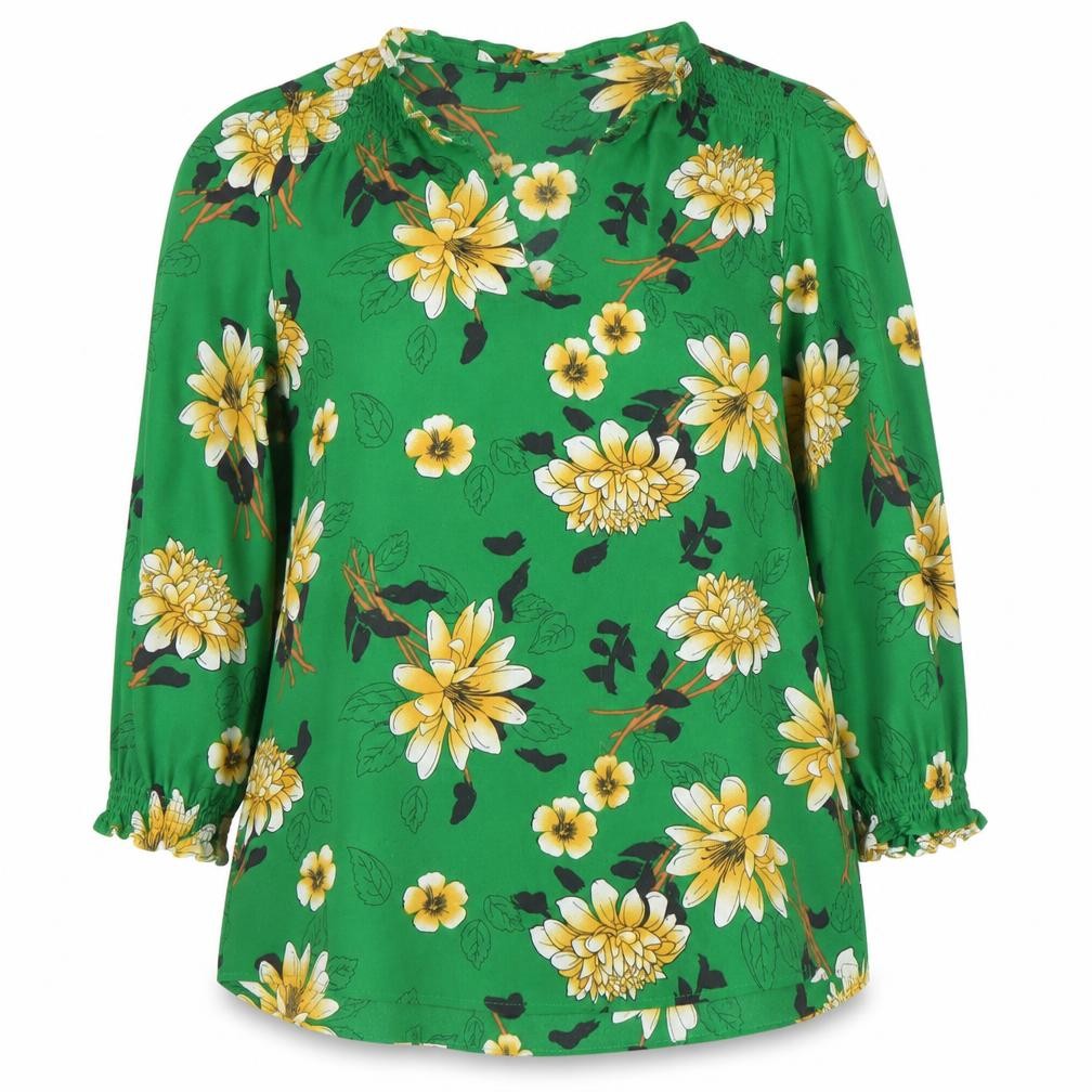Carolina Belle Women's Green Floral Blouse M