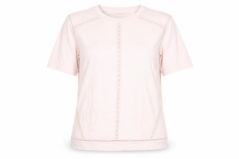 Marks and Spencer Pink Lace Accent Women's Short Sleeve Top