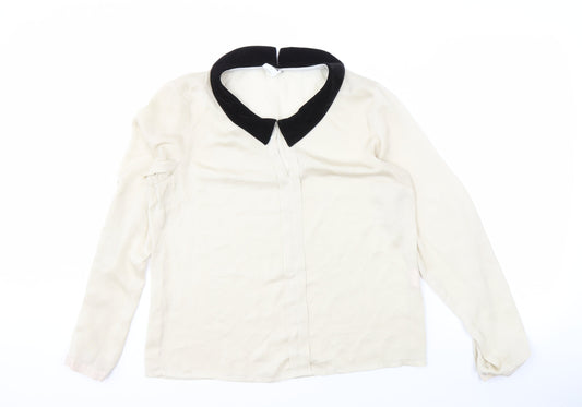 Vero Moda Women's Ivory Blouse, Size L, Collared, Casual