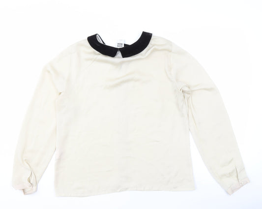 Vero Moda Women's Ivory Blouse, Size L, Collared, Casual